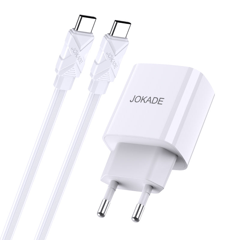 Caricabatterie ricarica rapida USB-C + USB-A 20W con cavo USB-C - USB-C 1m bianco JB042 6921042130408 F4785