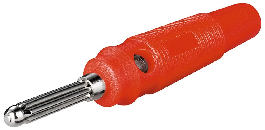 Connettore a banana con foro trasversale di 4 mm rosso