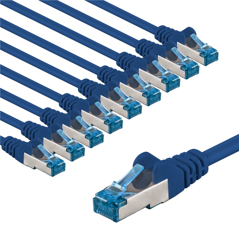 CAT 6A cavo patch S/FTP PiMF 1 m blu kit da 10