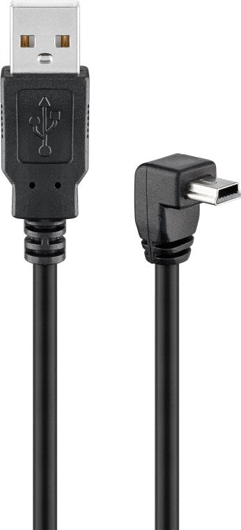 Cavo USB 2.0 ad alta velocità 90° Nero spina USB 2.0 tipo A - Spina USB 2.0 mini tipo B a 5 pin 90°