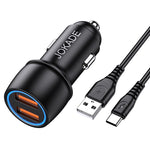 Caricabatterie per auto 2xUSB con cavo USB type C JH004 6924042123448 F4135