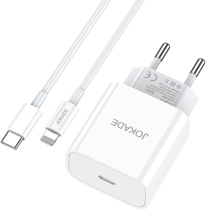 Caricabatterie con cavo USB tipo C / Lightning ricarica rapida 3A 27W bianco JB069 6921042139098 F2980