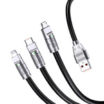 Cavo per alimentazione e sincronizzazione Ricarica Rapida 3 in 1 USB a Lightning, Type-C e Micro USB Nero 1,2 m 3A JA027 6921042131757 F4725