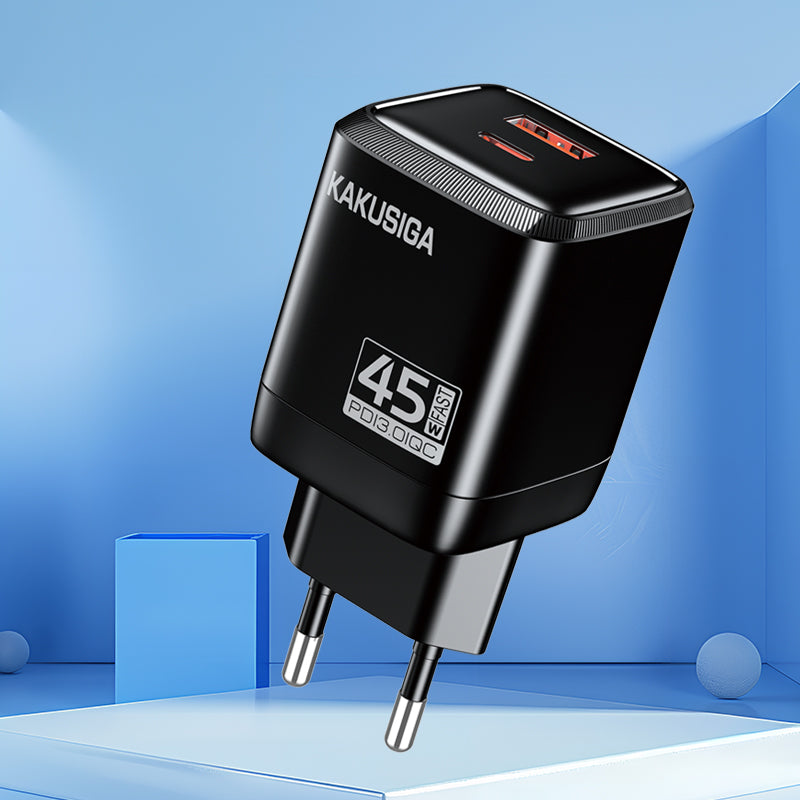 Caricatore USB-C + USB-A 45W + 22,5W nero ricarica rapida EU KSC-1606 F4710 6921042146027