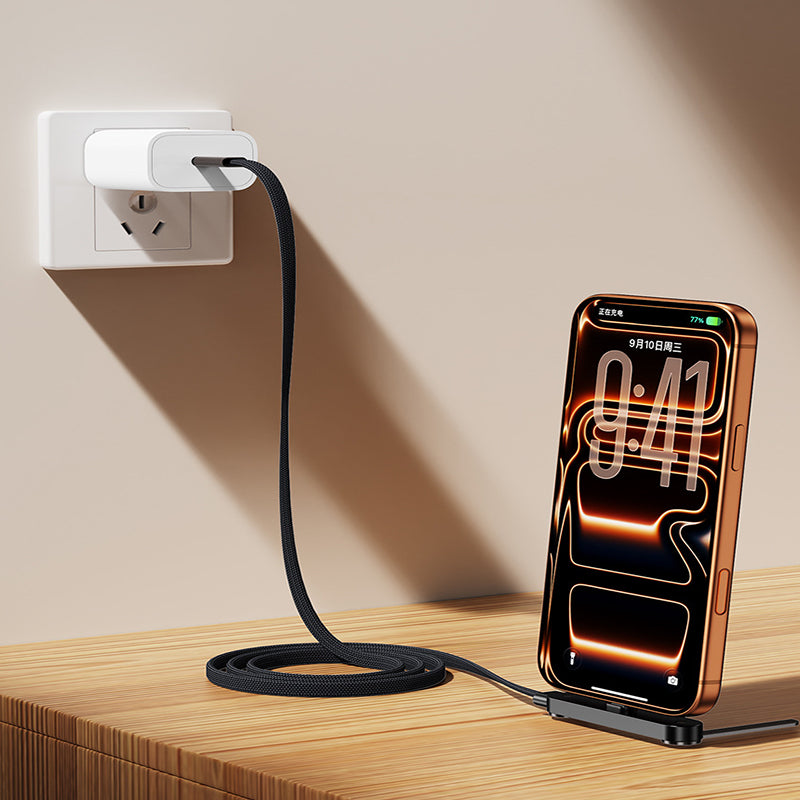 Cavo per ricarica e sincronizzazione USB-C 240W con supporto smartphone 1,5 m nero KSC-1033 6921042155142 F4218