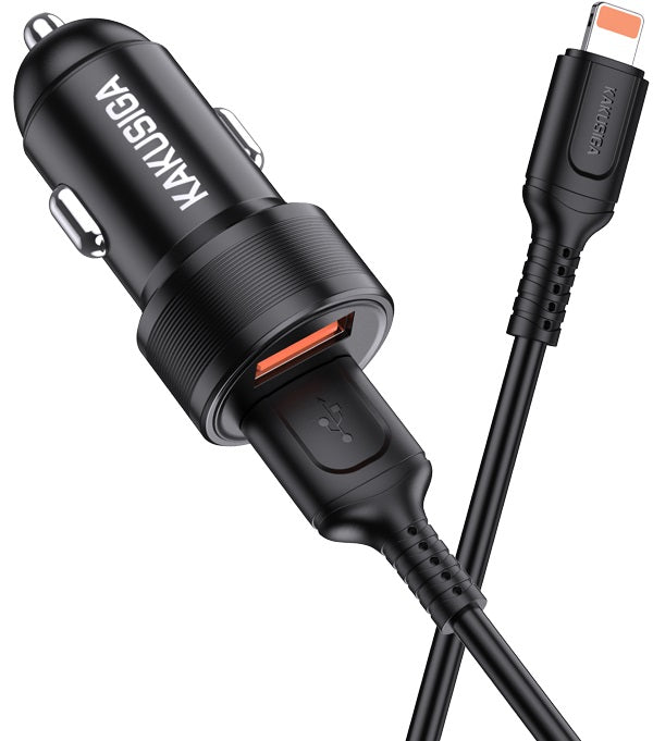 Caricabatterie da auto ricarica rapida 2xUSB 5V 2.4A con cavo Lightning KSC-860