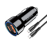 Alimentatore caricabatterie da auto USB/Type-c con cavo Lightning 90W 20V/3A nero JH048