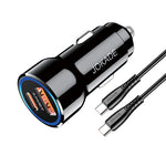 Alimentatore caricabatterie da auto USB/Type-c con cavo Type-C 90W 20V/3A nero JH048