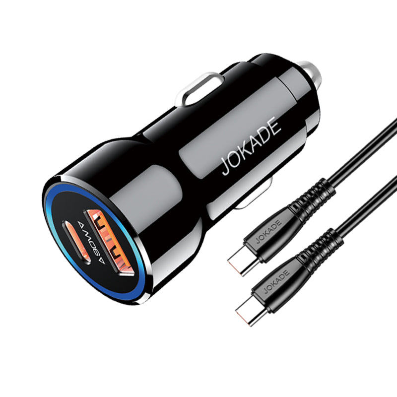 Alimentatore caricabatterie da auto USB/Type-c con cavo Type-C 90W 20V/3A nero JH048