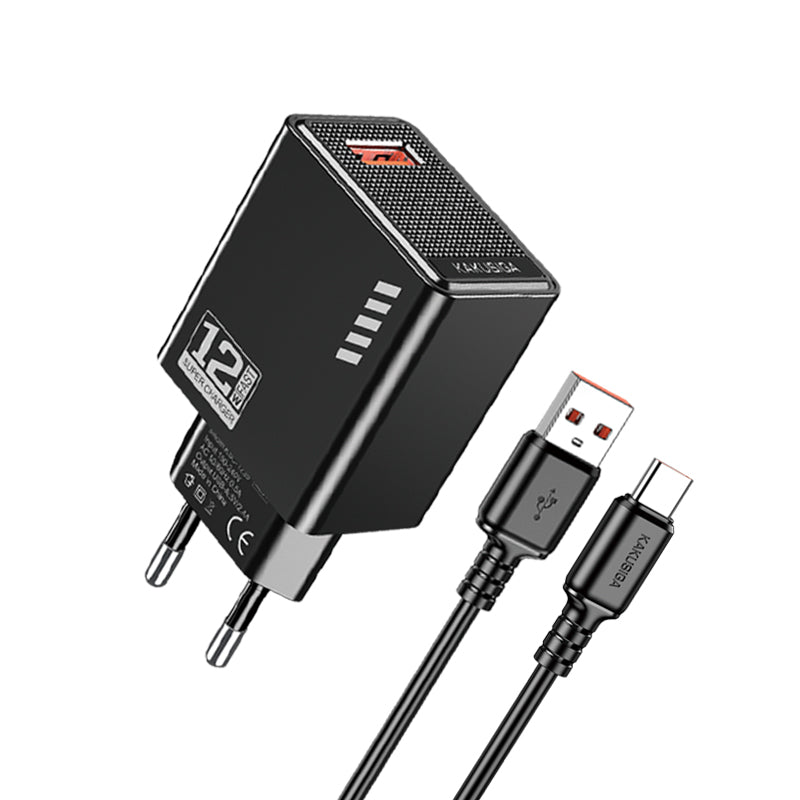 Caricatore USB Type-C USB 5V/2.4A 12W nero KSC-1236