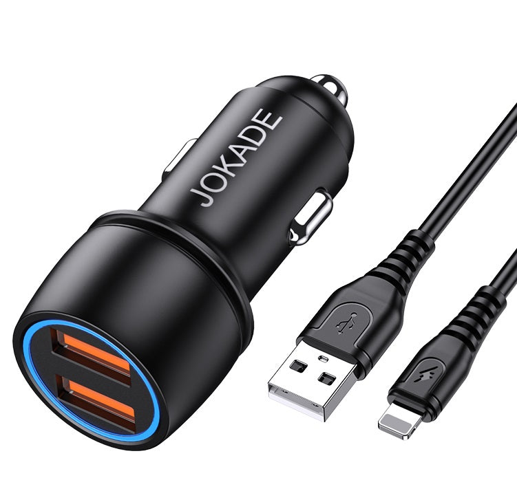 Caricabatterie per auto 2xUSB con cavo Lightning JH004 6924042123424 F4130