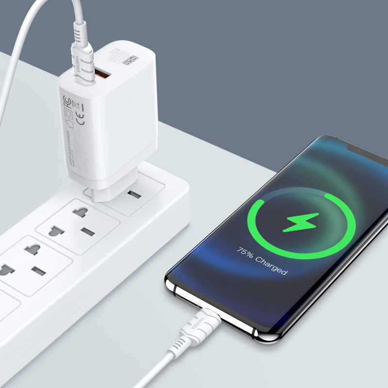 Caricatore rapido 40W USB-C + USB-A bianco con cavo Type-C - Type-C 1m 6921042122441 KSC-813 F4625