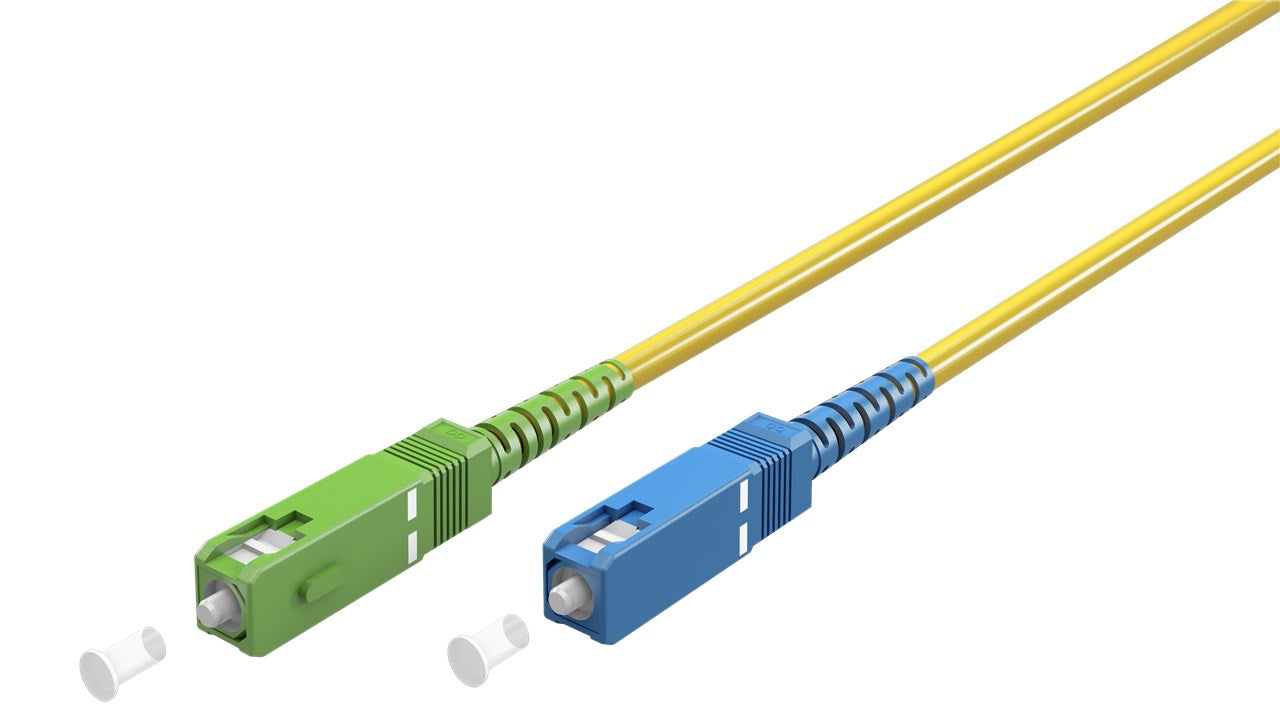 Cavo in fibra ottica Singlemode OS2 Yellow giallo Simplex 05 m fibra ottica FOC Spina SC-APC 8° - Spina SC UPC guaina senza alogeni LSZH