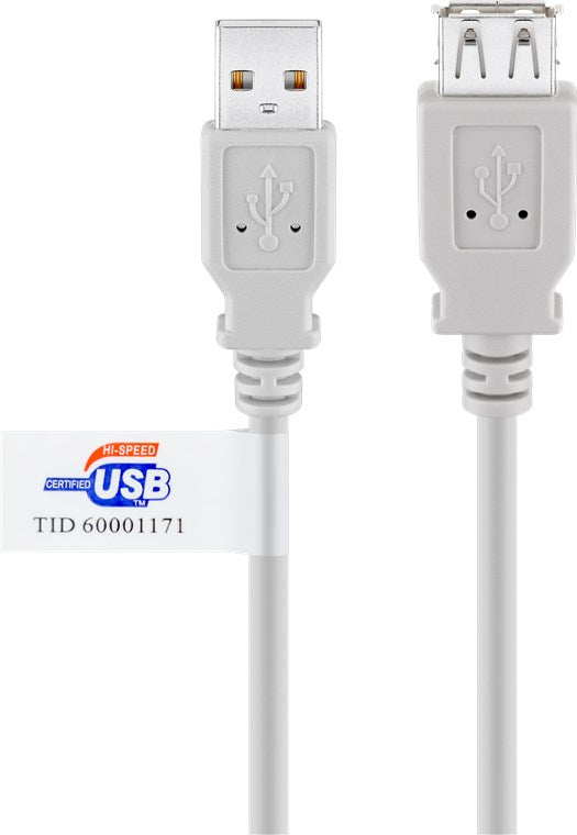 Cavo prolunga USB tipo A 2.0 ad alta velocità con certificazione USB Grigio