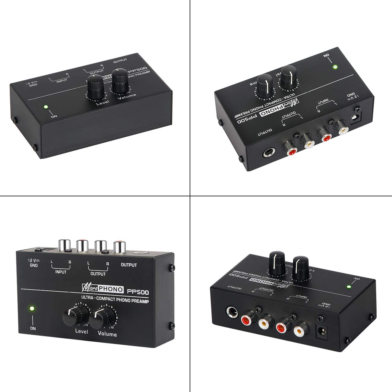microPHONO PP500 preamplificatore ultracompatto con controlli di livello e volume V4058