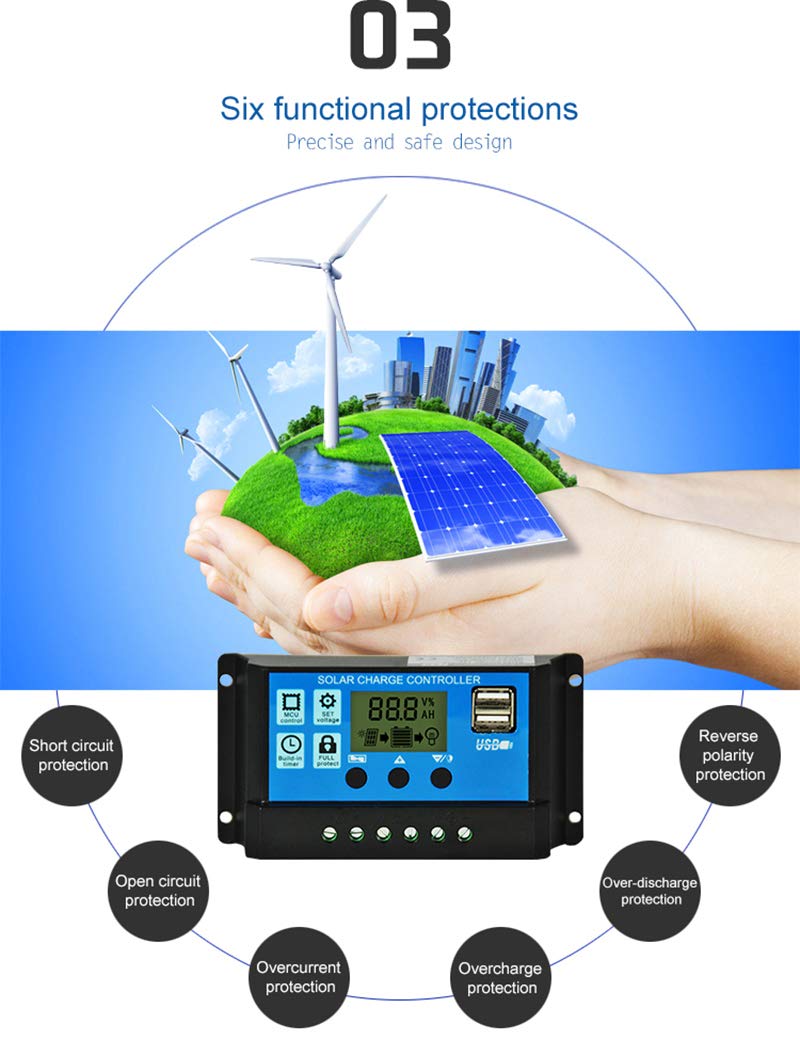 Regolatore di Carica Solare PWM 12/24 V 10A DY-003