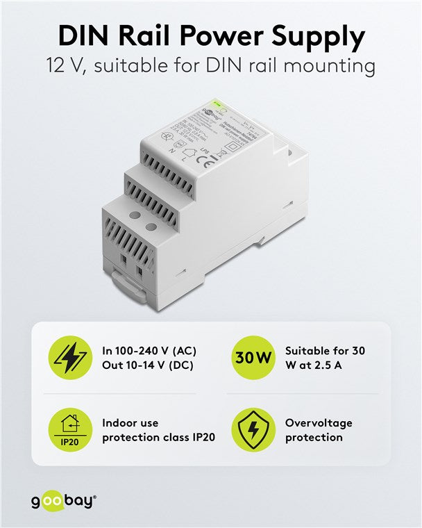 Alimentatore per guida DIN 12VCC 2,5A 30W 74764 4040849747649 F1085