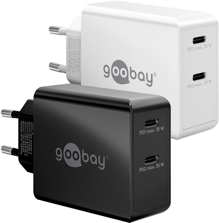 Caricatore rapido doppio USB-C PD 36 W bianco