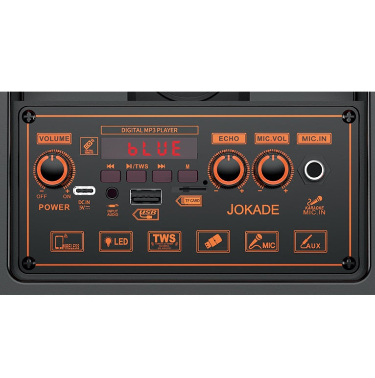 Cassa acustica ricaricabile luci LED 2x8" 30W Bluetooth/USB/FM JD031