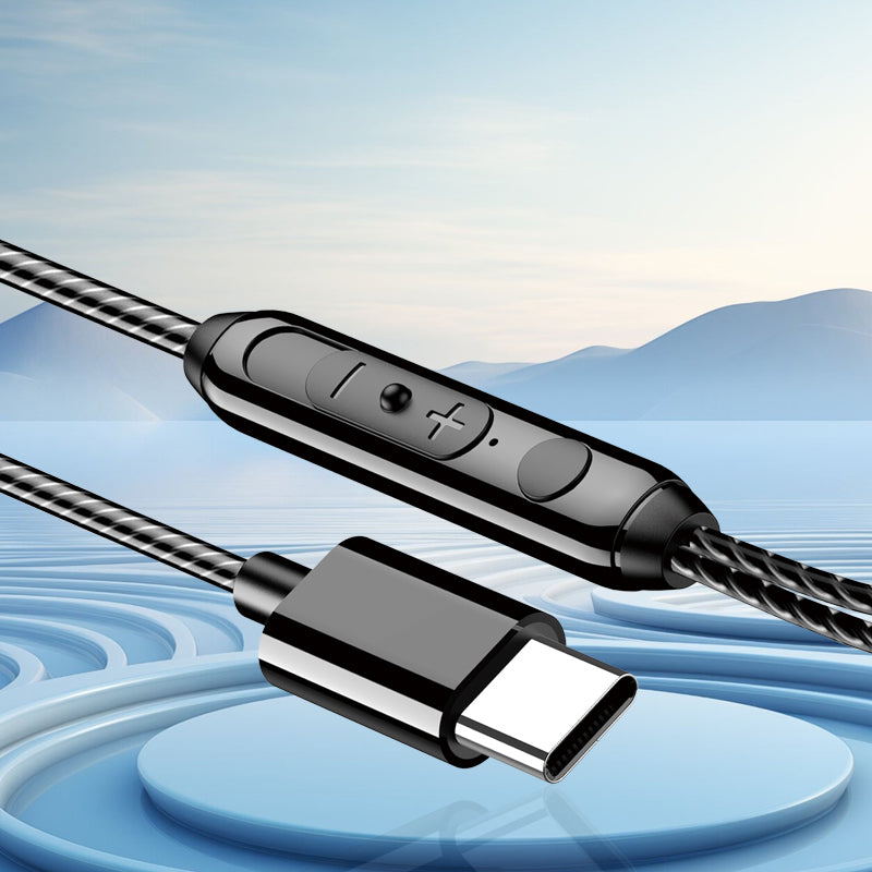Cuffie auricolari con microfono 1,2m Type-c nere KSC-1300