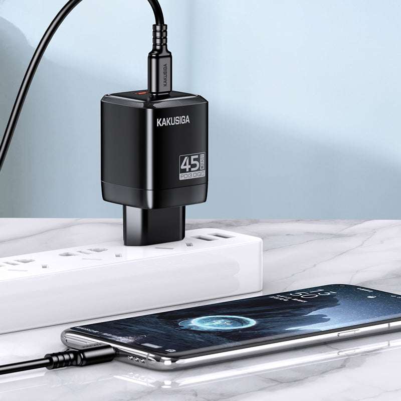 Caricatore USB-C + USB-A 45W + 22,5W nero ricarica rapida EU KSC-1606 F4710 6921042146027