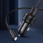 Caricabatterie da auto ricarica rapida 2xUSB 5V 2.4A con cavo Lightning KSC-860