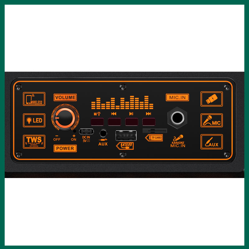 Cassa acustica ricaricabile luci LED wireless 8" 20W USB/FM JD032