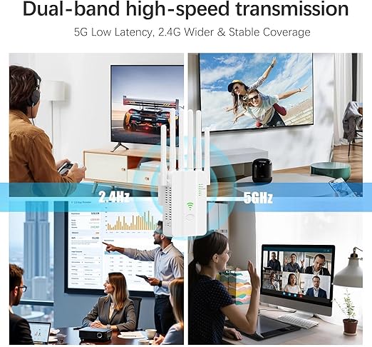 Ripetitore WiFi Dual Band 1200 Mbps con 6 antenne Q-A108 6942437600696 Z588