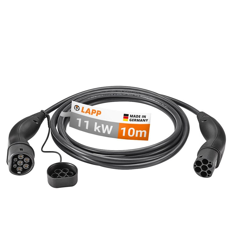 Cavo di ricarica di Tipo 2 fino a 11 kW m nero 5555934050 20 A trifase per la ricarica di auto ibride ed elettriche con connessione di Tipo 2