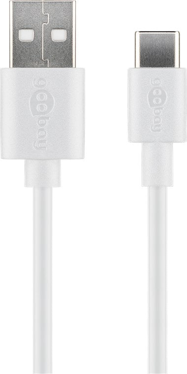 Cavo di ricarica e sincronizzazione USB-C USB-A - USB-C adatto a dispositivi con porta USB-C bianco