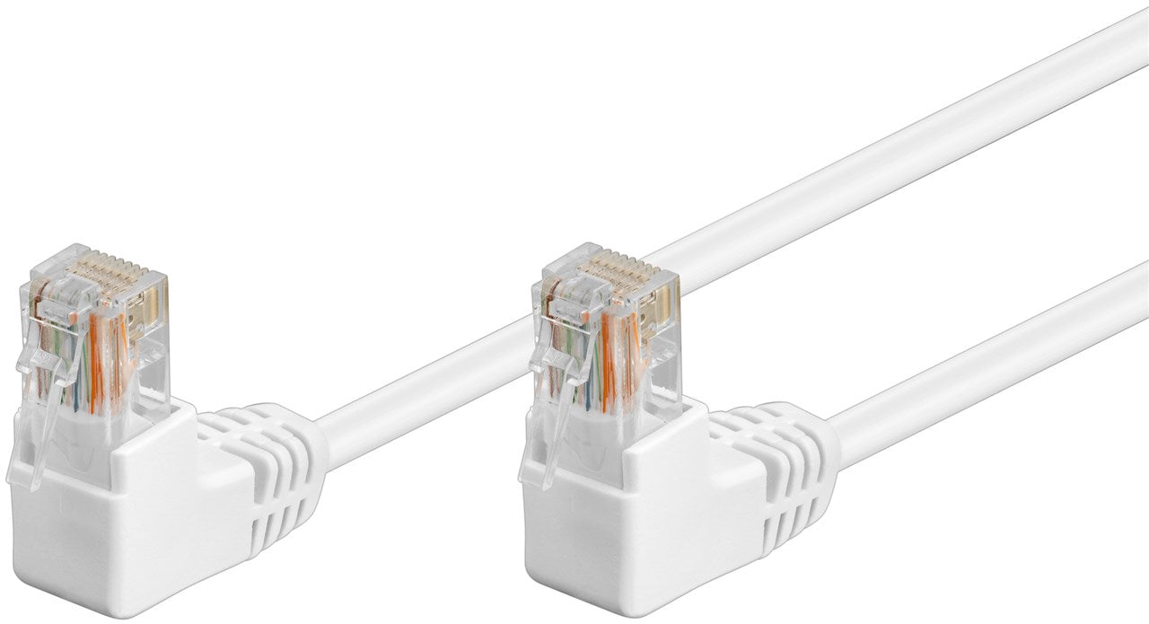 CAT 5e cavo patch 2x 90° angolato U/UTP bianco 025 m