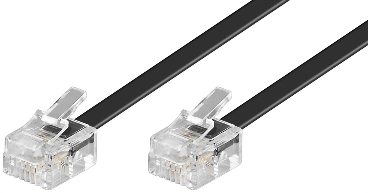 Cavo telefonico modulare nero conduttore di alluminio placcato di rame CCA Spina RJ11 6P4C - Spina RJ11 6P4C 10 m