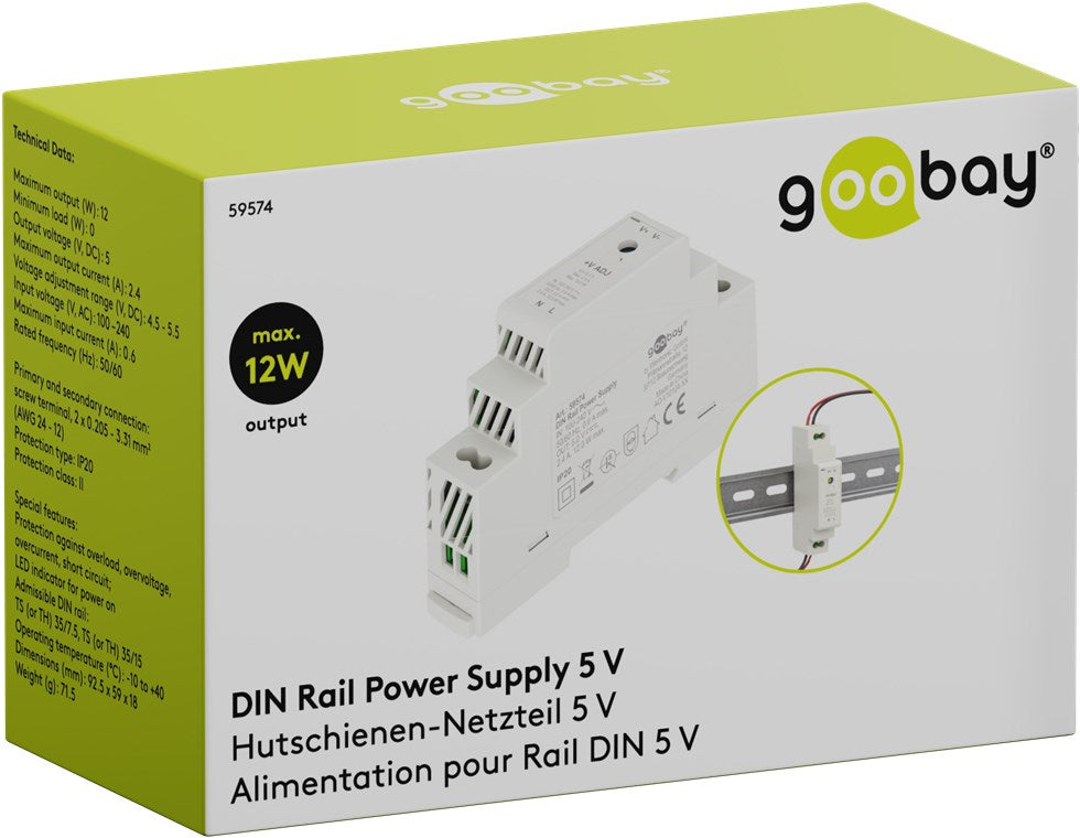 Alimentatore per guida DIN 5 VDC 2,4A 12 W 59574 4040849595745 F1672