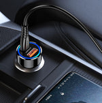 Alimentatore caricabatterie da auto USB/Type-c con cavo Type-C 90W 20V/3A nero JH048