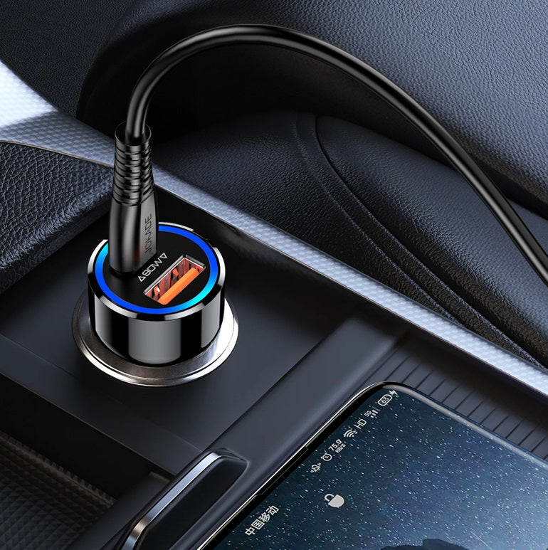 Alimentatore caricabatterie da auto USB/Type-c con cavo Type-C 90W 20V/3A nero JH048