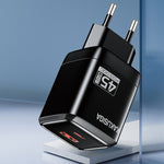 Caricatore USB-C + USB-A 45W + 22,5W nero ricarica rapida EU KSC-1606 F4710 6921042146027