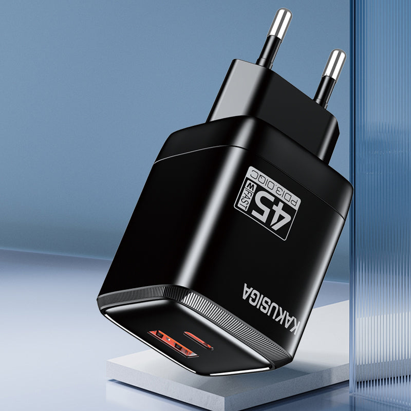 Caricatore USB-C + USB-A 45W + 22,5W nero ricarica rapida EU KSC-1606 F4710 6921042146027