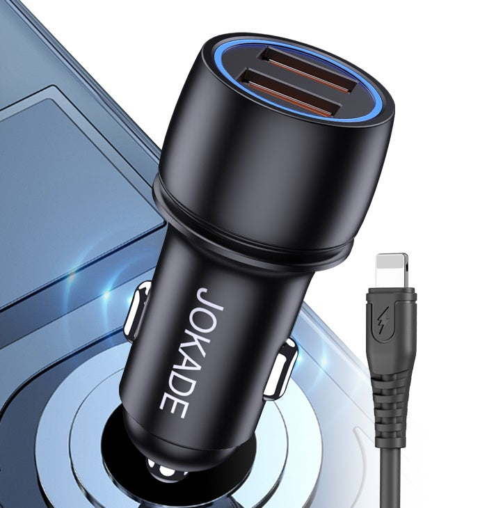 Caricabatterie per auto 2xUSB con cavo Lightning JH004 6924042123424 F4130