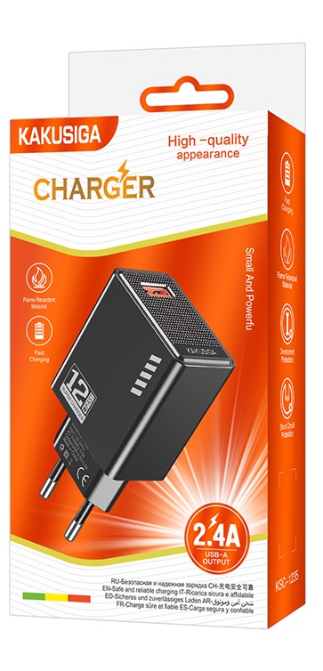 Caricatore USB 5V/2.4A 12W nero KSC-1235