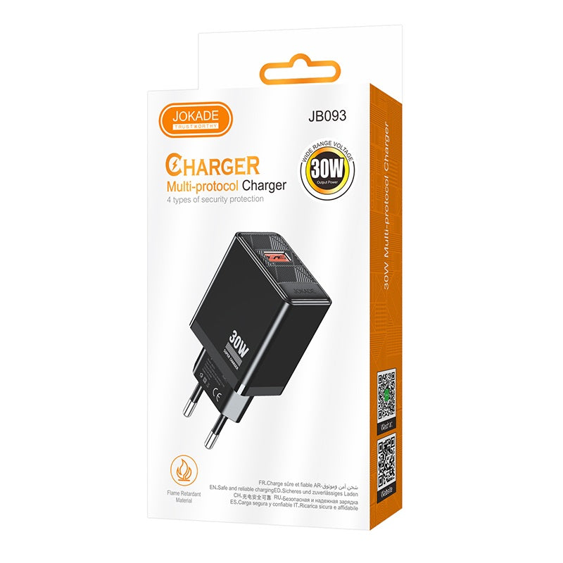 Caricatore USB-A 30W ricarica rapida nero JB093 6921042144542 F4730