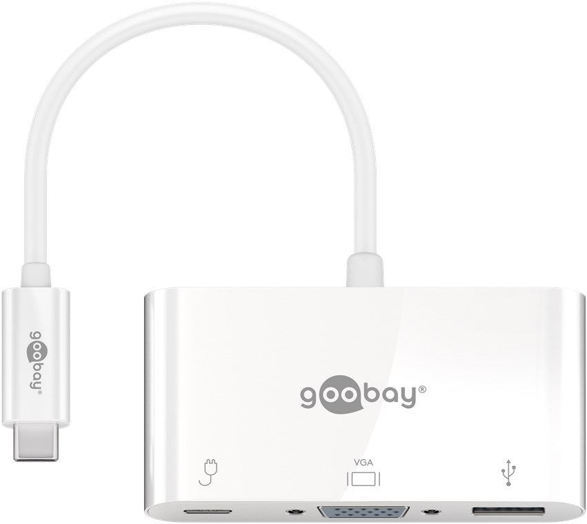 Adattatore multiporta USB-C a USB-A USB 3.0 VGA USB-C PD bianco