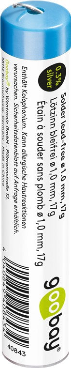 Tubetto stagno per saldatura senza piombo, ø 1,0 mm, 17 g F1708 40843 4040849408434