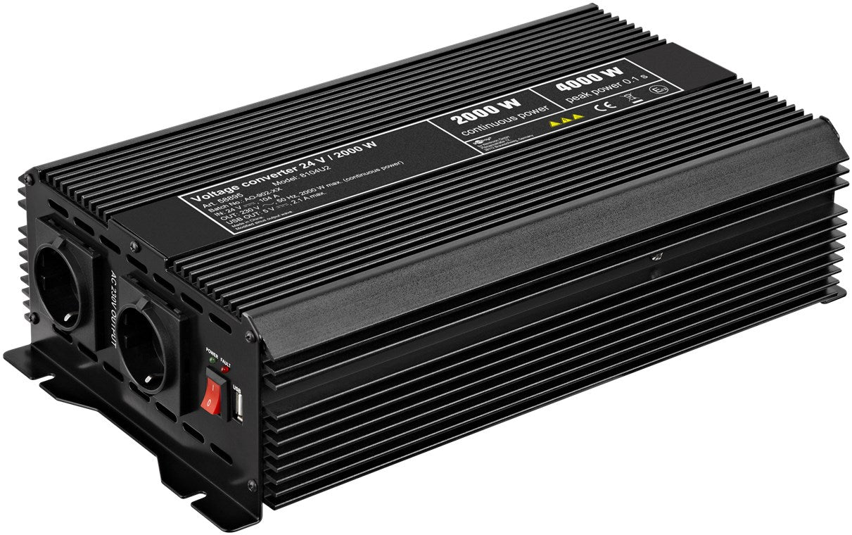 Inverter Soft Start Onda Sinusoidale Modificata DC/AC 24 V - 230 V/2000 W USB