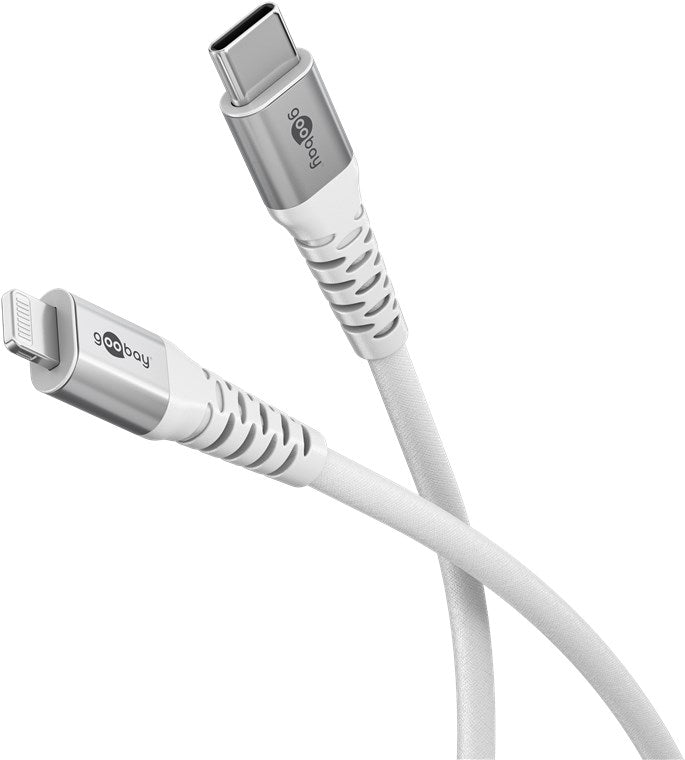 Cavo tessile Lightning a USB-C supermorbido con connettori in metallo 2 m bianco