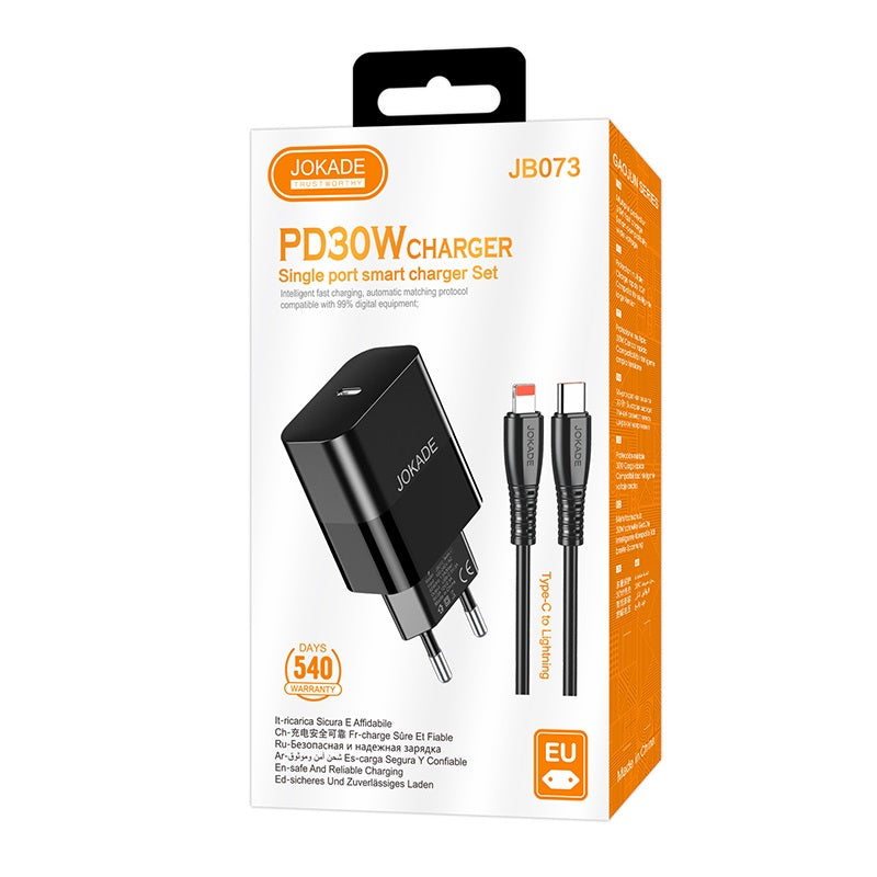 Caricabatterie ricarica rapida USB-C 30W con cavo Type-C - Lightning 1m nero JB073 6921042139647 F4750