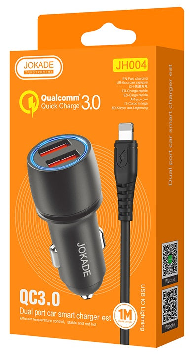 Caricabatterie per auto 2xUSB con cavo Lightning JH004 6924042123424 F4130