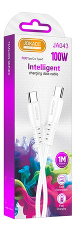 Cavo per ricarica e sincronizzazione USB type C - type C 1m bianco PD100W 5A JA043