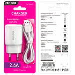 Caricabatterie USB doppia porta 2.4A bianco con cavo Type-C 1m KSC-373 6921042113654 F4635