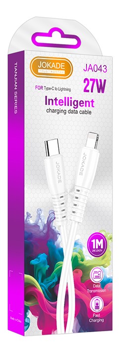 Cavo per ricarica e sincronizzazione USB type C -Lightning 1m bianco PD27W 5A JA043 F4145
