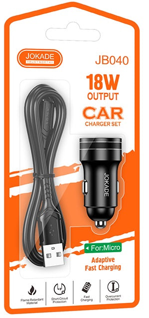 Caricabatterie per smartphone per auto microUSB 3A 18W JH039  6921042138534 F3010